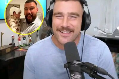 Travis Kelce posed while HOLDING HIS friend’s NEWBORN CHILD, ‘FUELED the rumors when talking about giving birth on the New Heights podcast.k